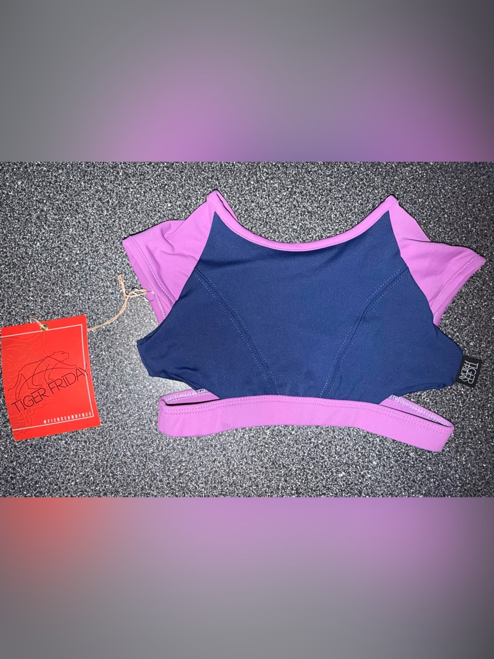 Tiger Friday Blue and Lavender Sports Bra Top Size Child X-Large